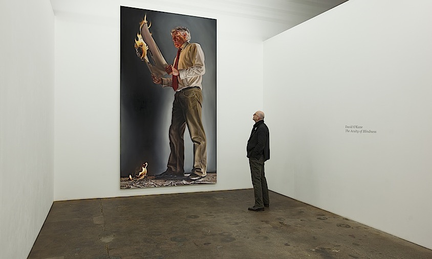David O´Kane: The Acuity of Blindness V, 2016, Öl auf Leinwand 400 x 225 cm /Ausstellungsansicht


